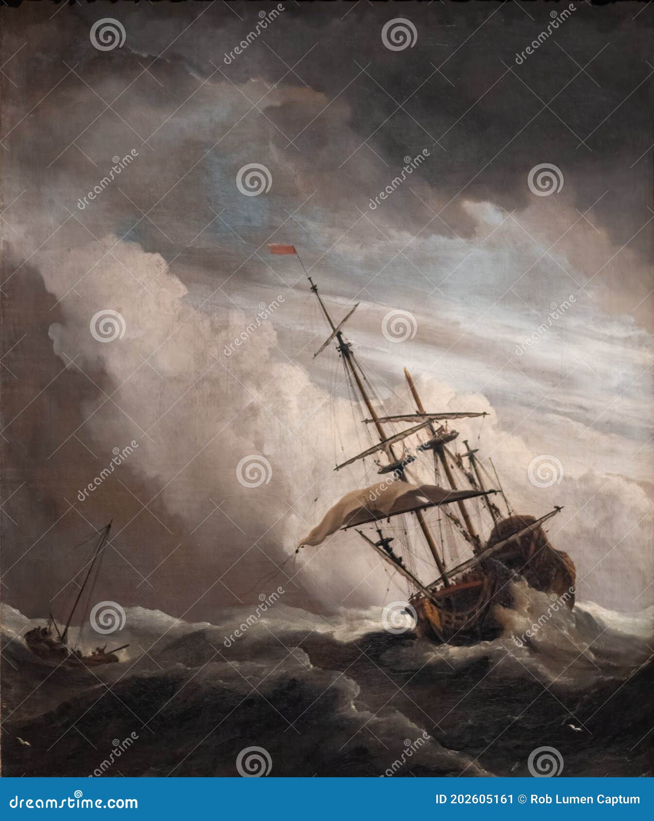 a ship on the high seas caught by a squall, known as the gust, painting by willem van de velde the younger